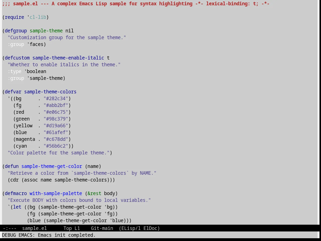 Fischmeister Theme in emacs-lisp-mode
