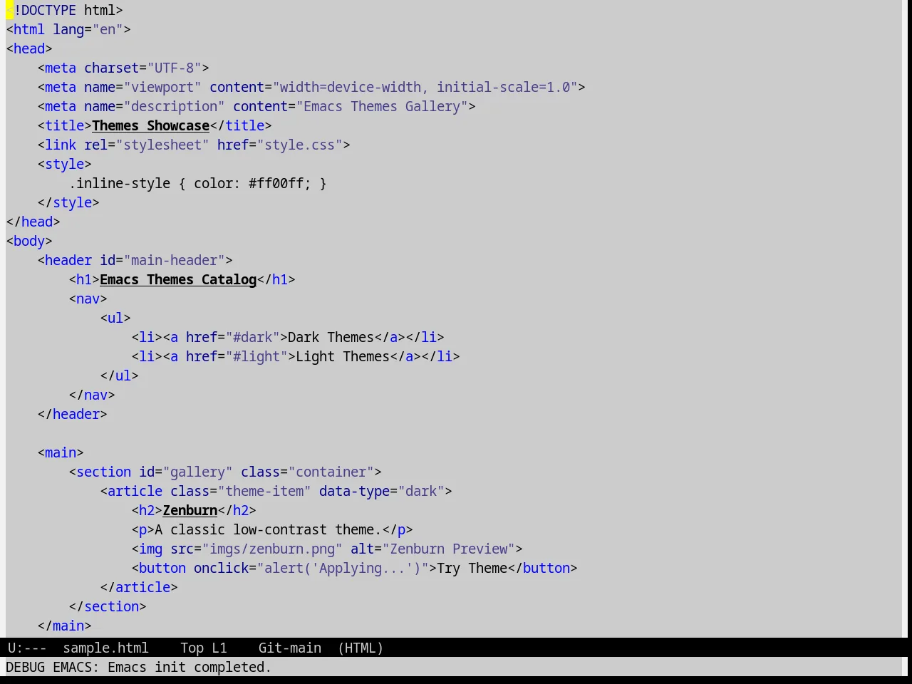 Fischmeister Theme in html-mode