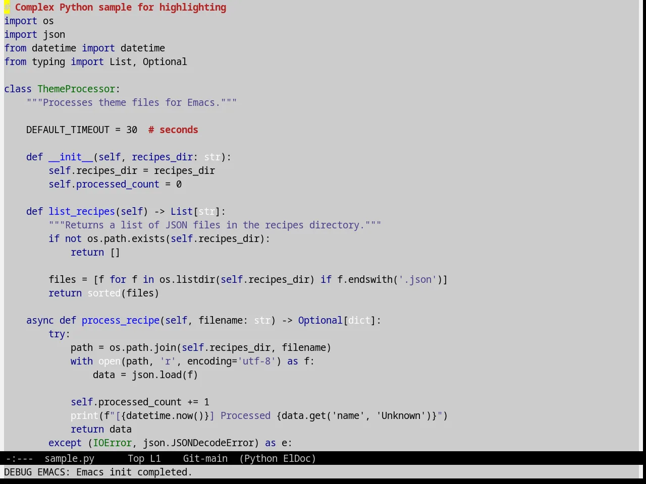 Fischmeister Theme in python-mode
