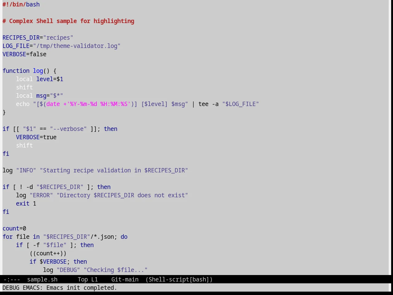 Fischmeister Theme in sh-mode