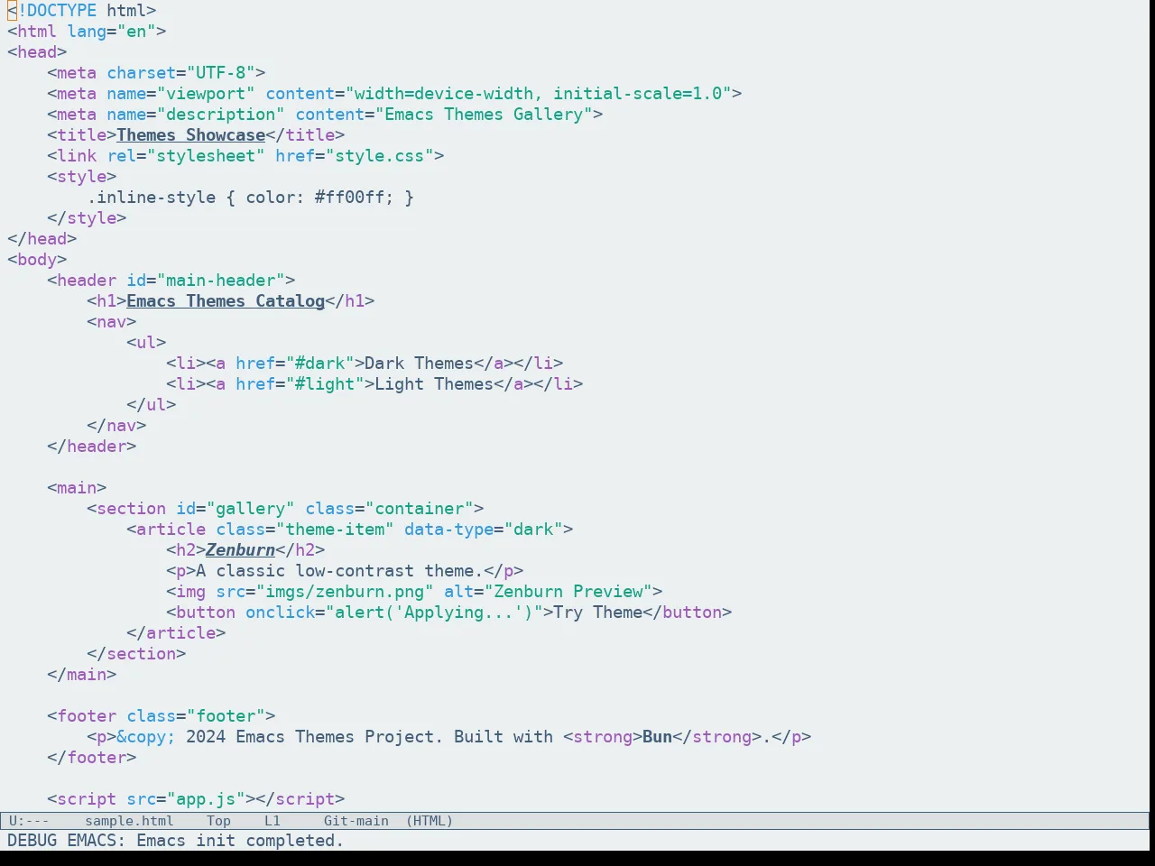 Flatfluc Theme in html-mode