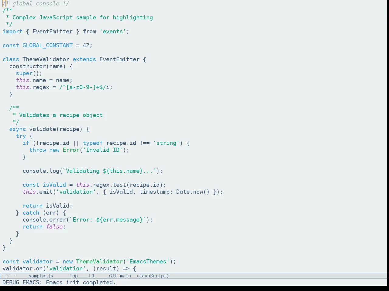 Flatfluc Theme in javascript-mode