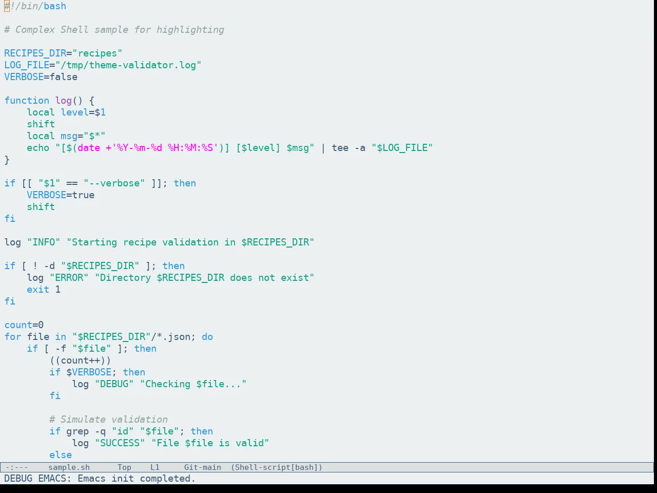 Flatfluc Theme in sh-mode