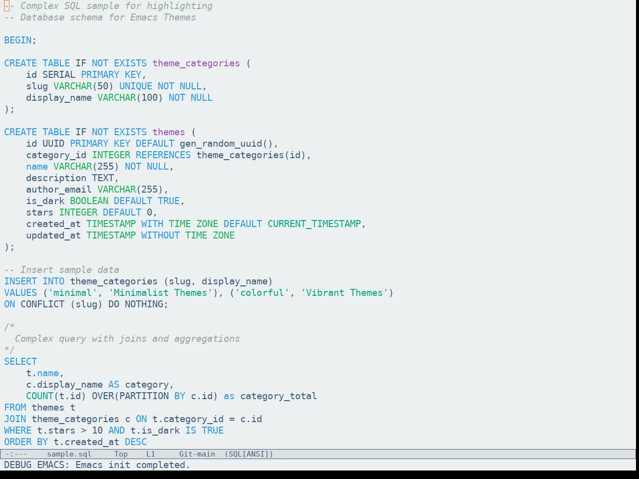 Flatfluc Theme in sql-mode