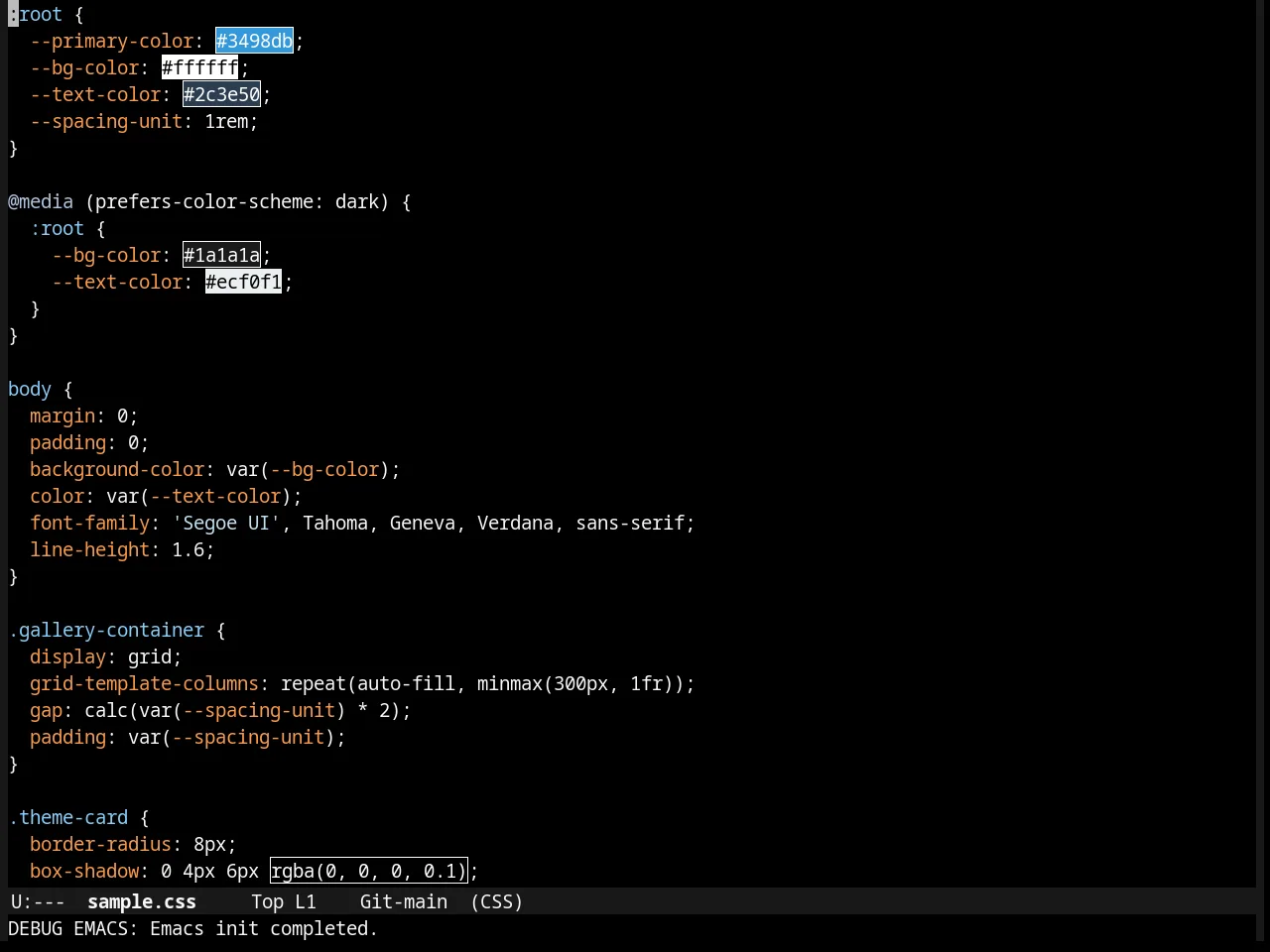 Flatland Black Theme in css-mode