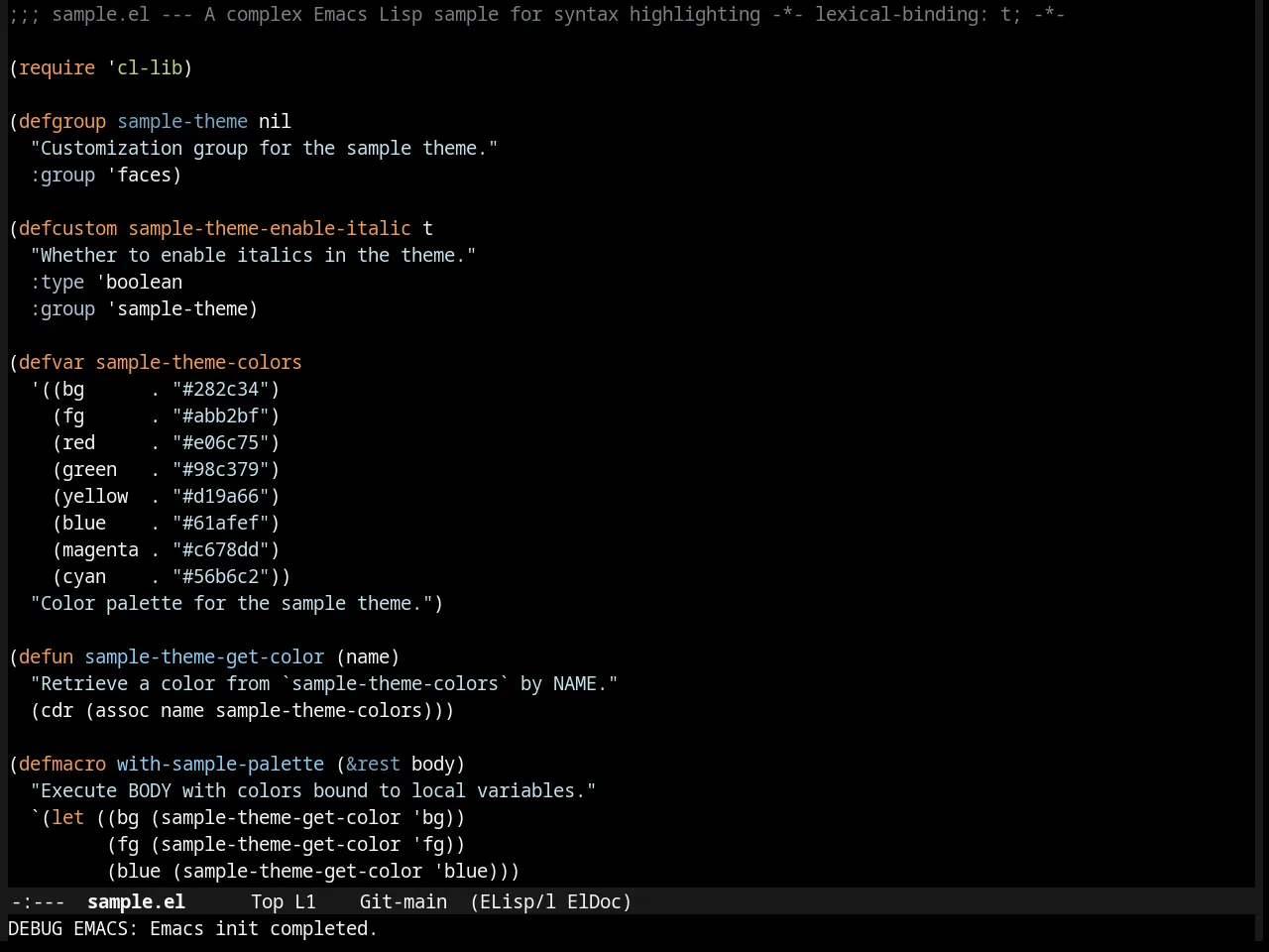 Flatland Black Theme in emacs-lisp-mode