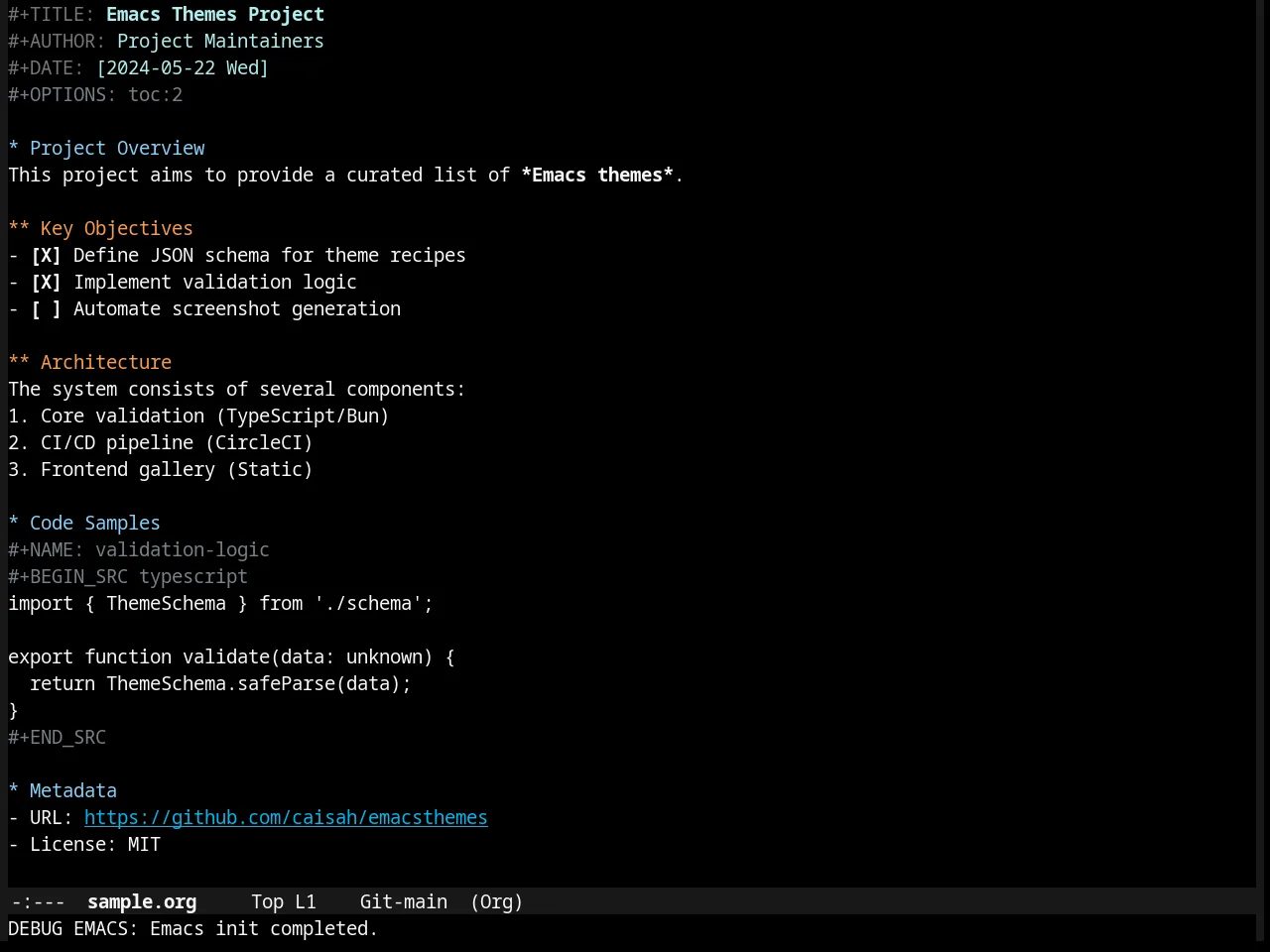 Flatland Black Theme in org-mode