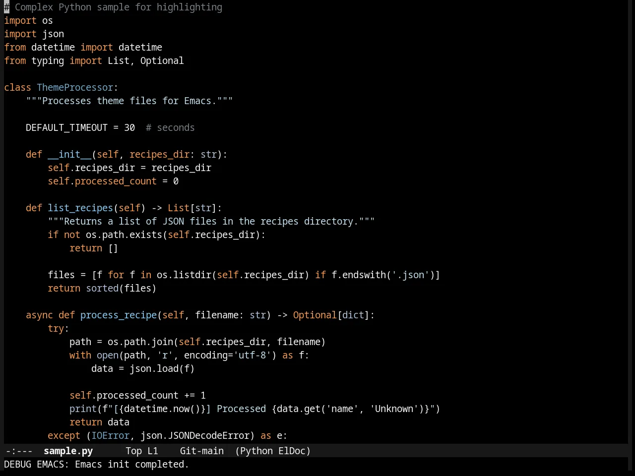 Flatland Black Theme in python-mode