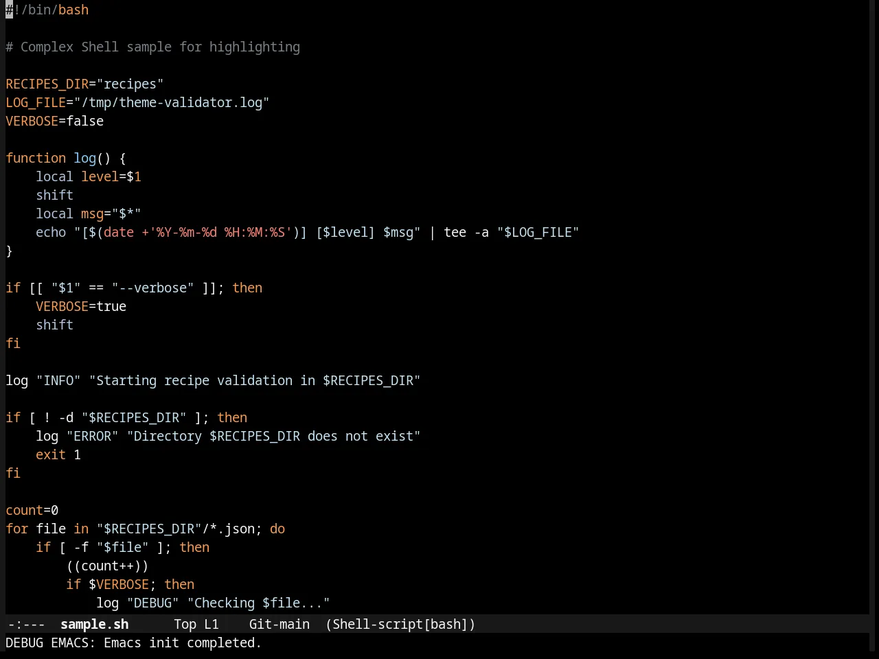 Flatland Black Theme in sh-mode