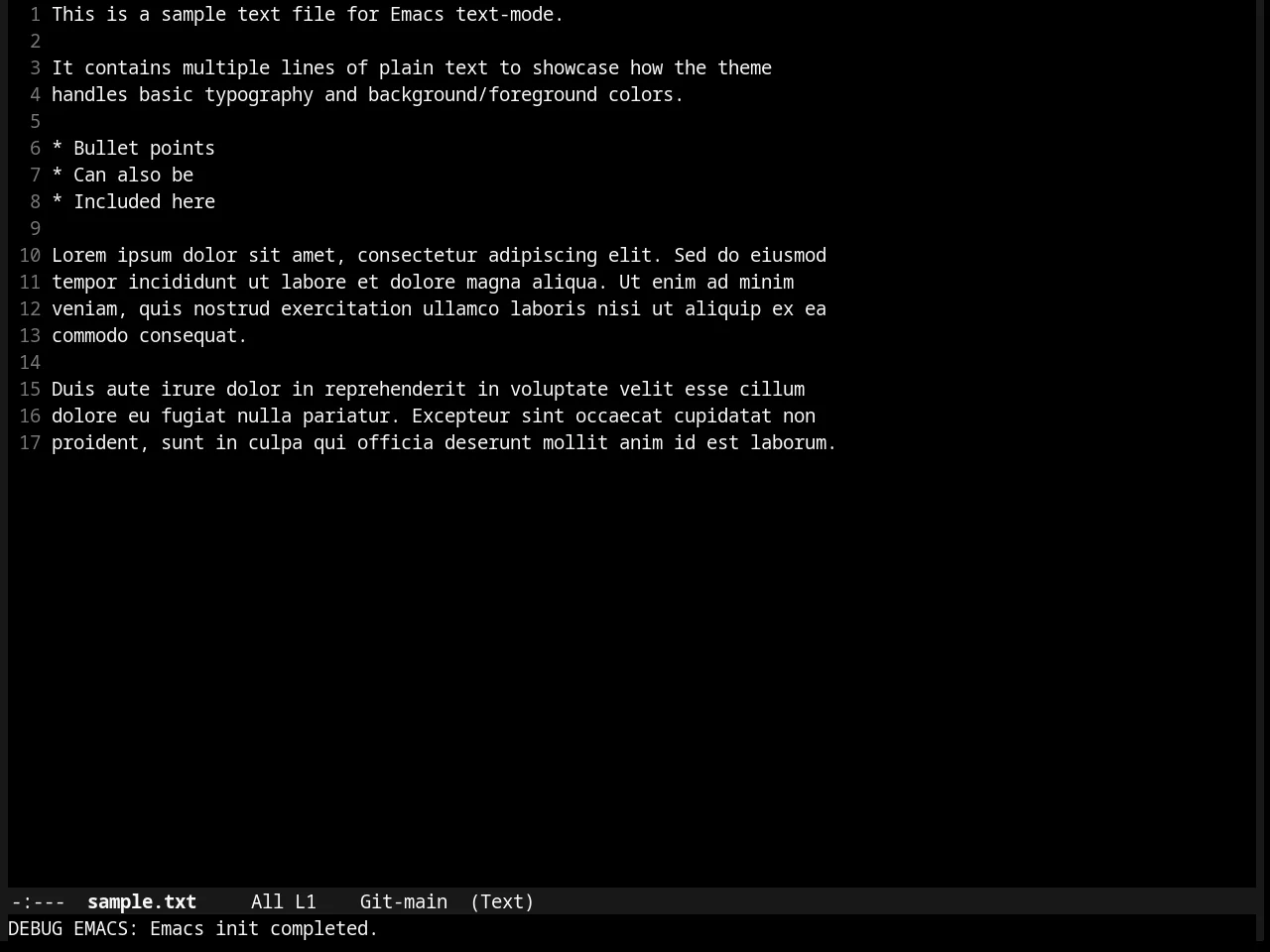 Flatland Black Theme in text-mode