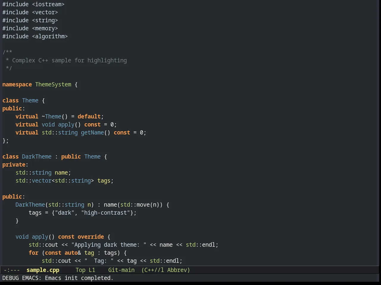 Flatland Theme in c++-mode