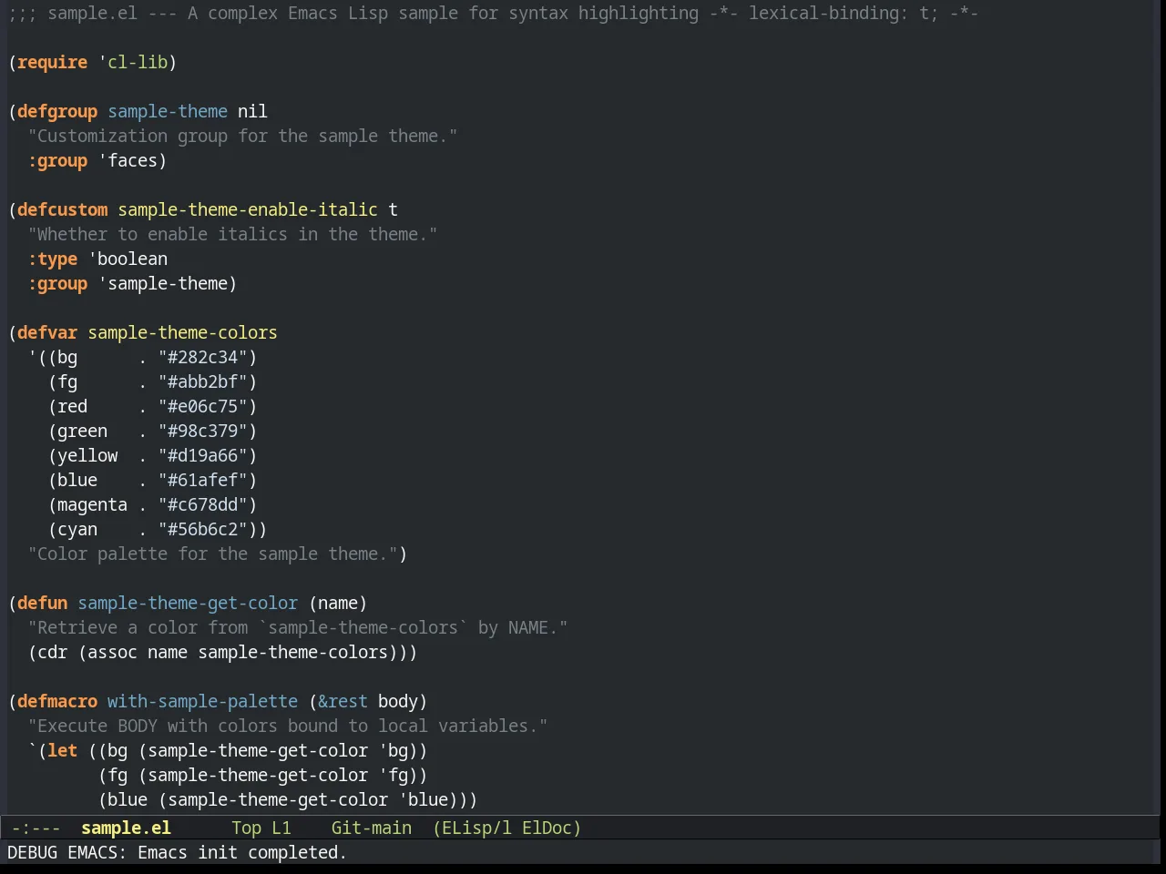 Flatland Theme in emacs-lisp-mode