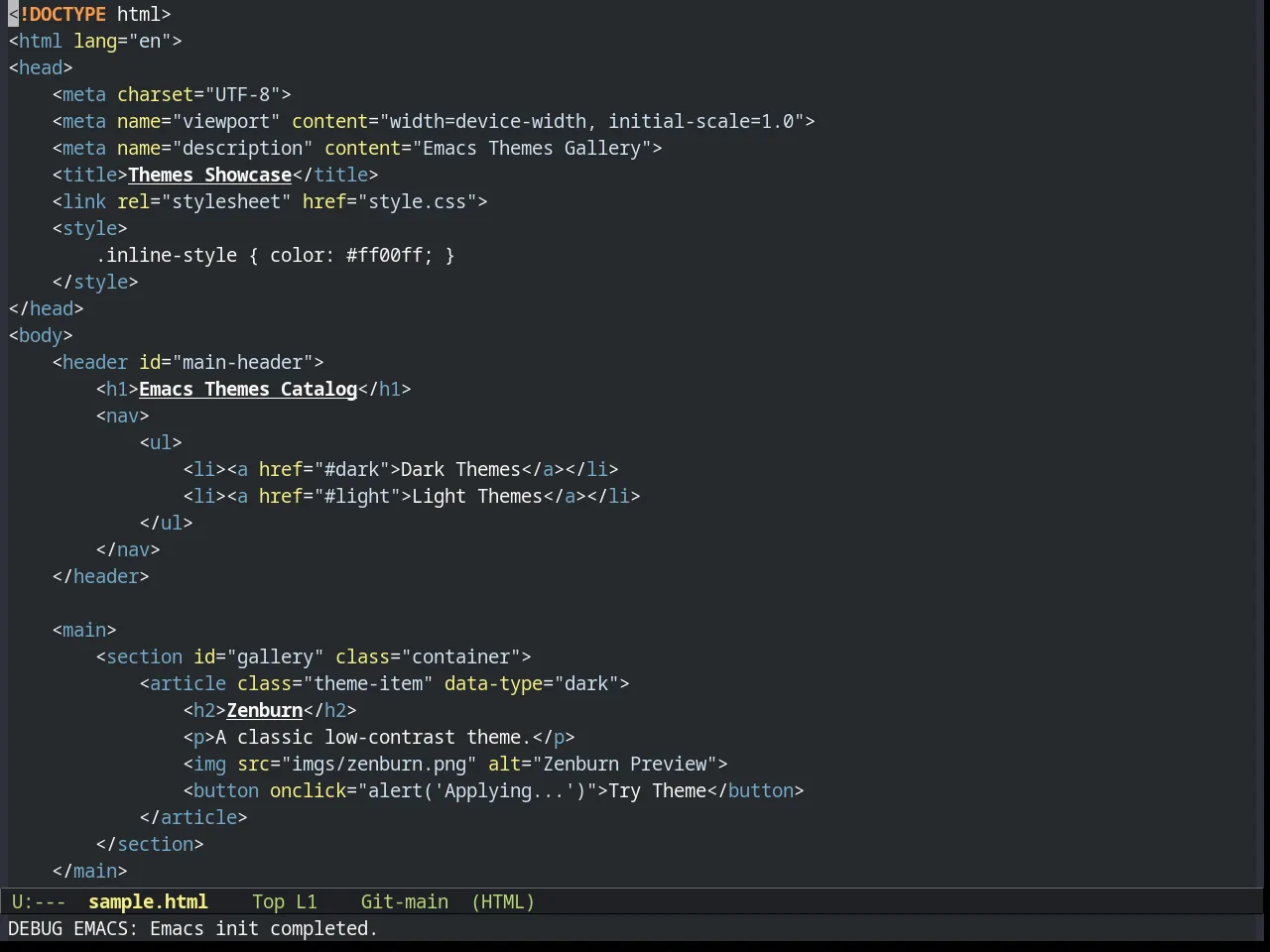 Flatland Theme in html-mode