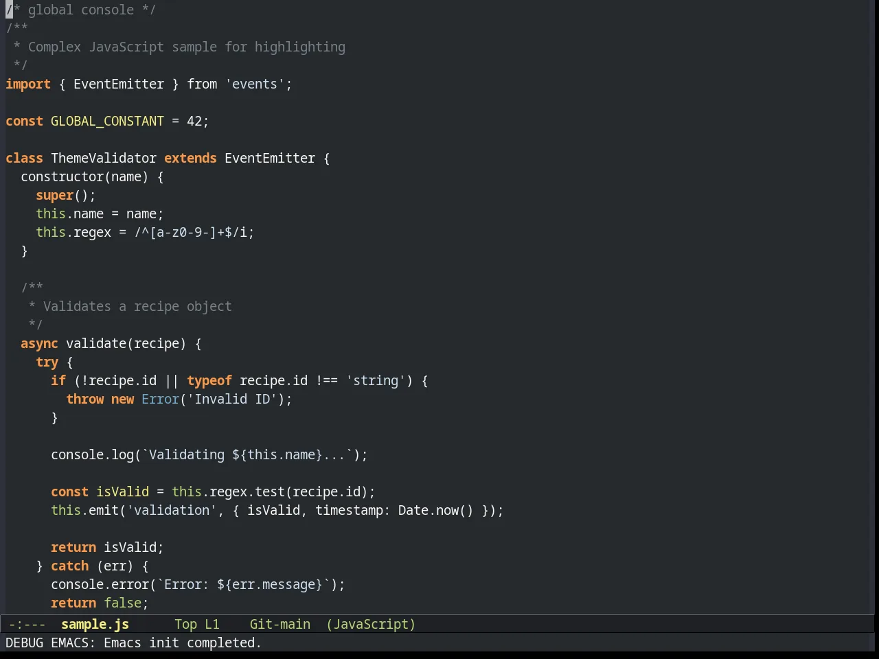 Flatland Theme in javascript-mode