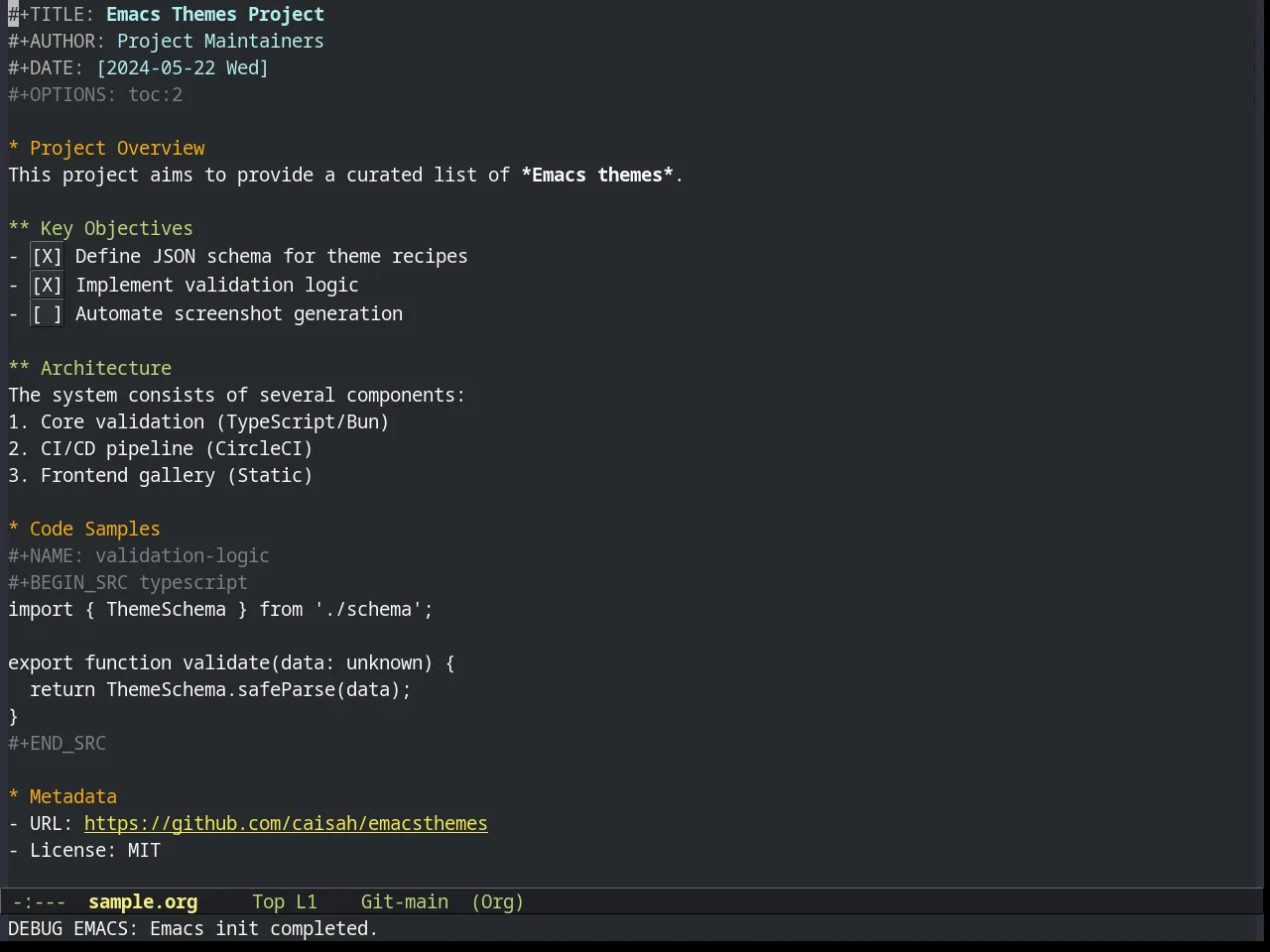 Flatland Theme in org-mode