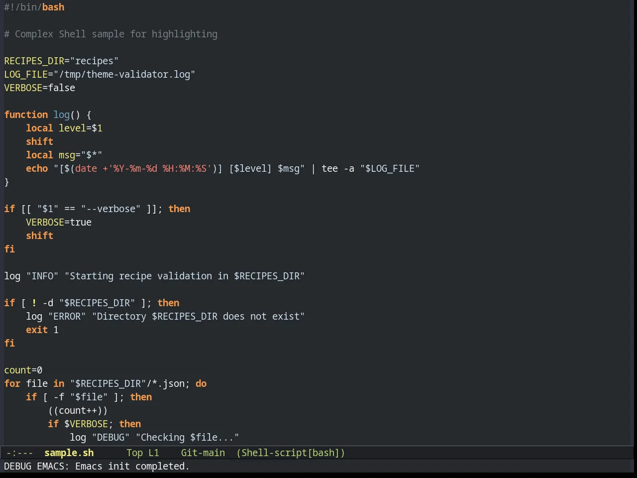 Flatland Theme in sh-mode
