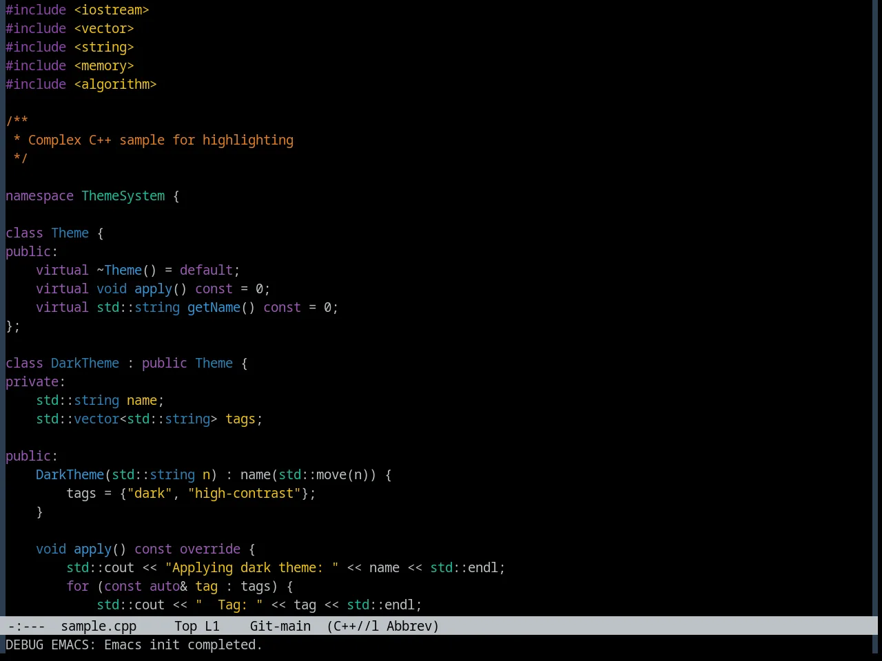 FlatUI Dark Theme in c++-mode