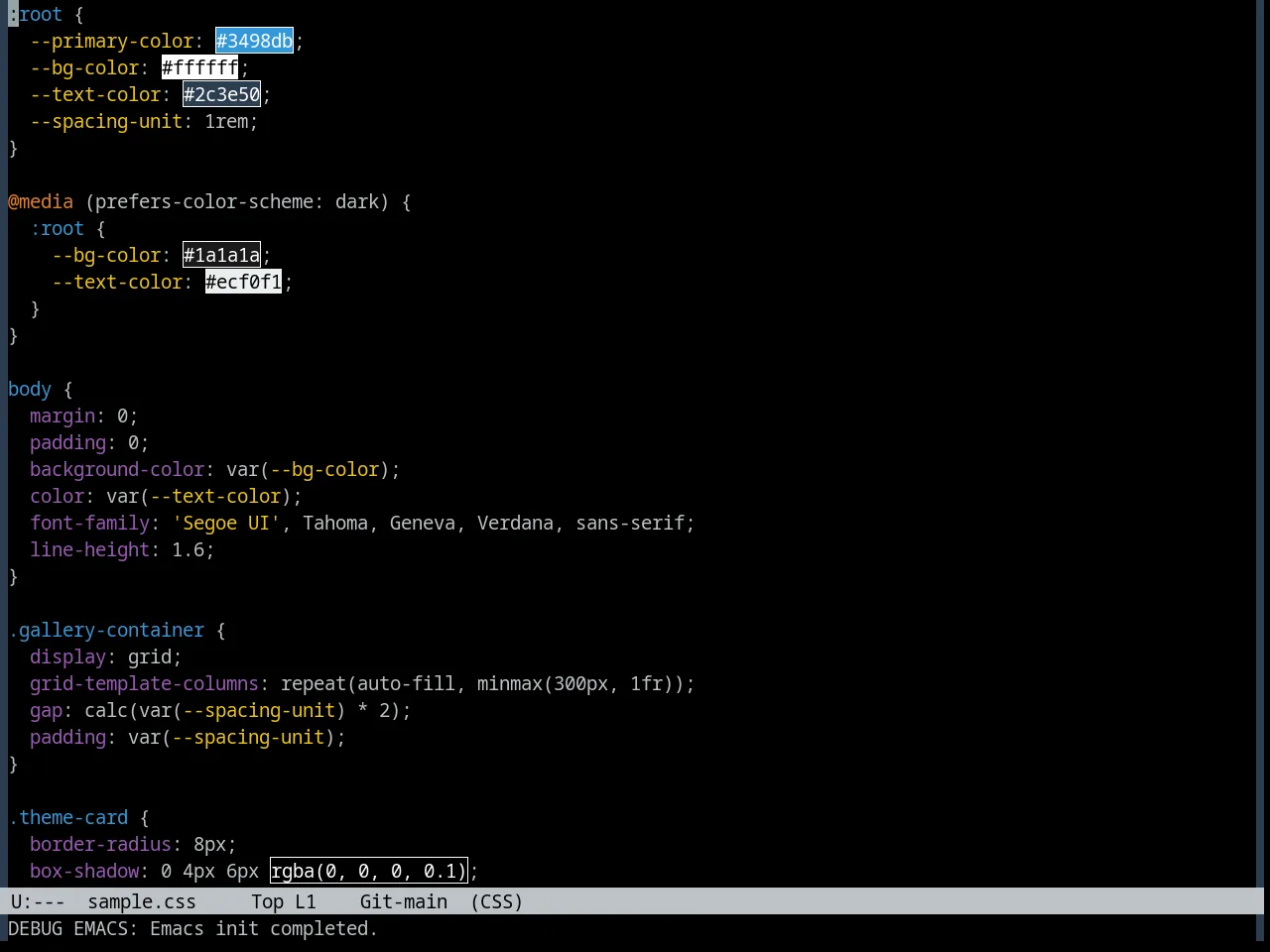 FlatUI Dark Theme in css-mode