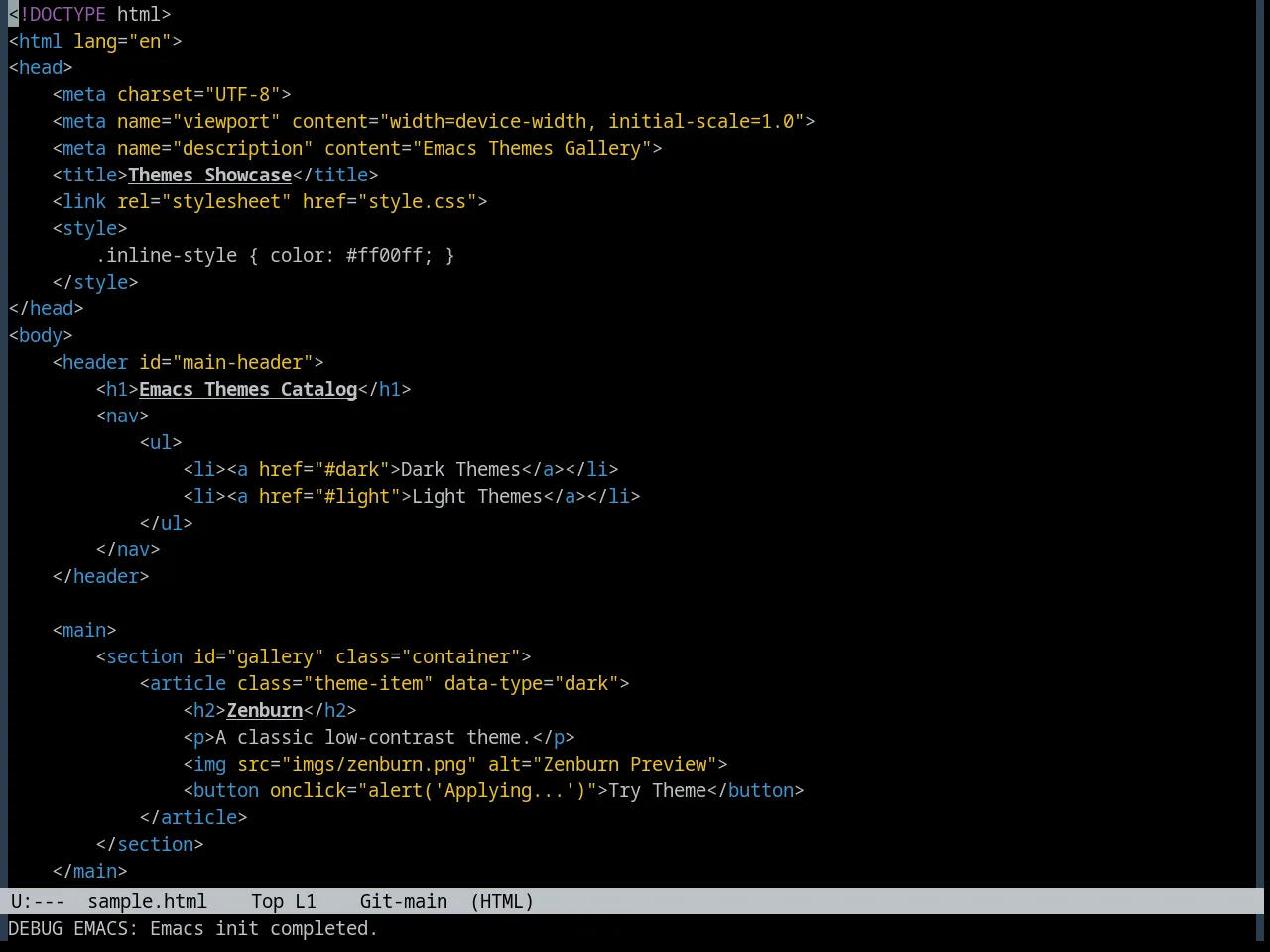 FlatUI Dark Theme in html-mode