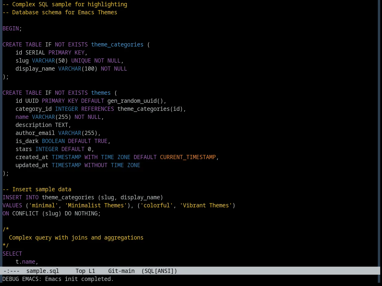 FlatUI Dark Theme in sql-mode