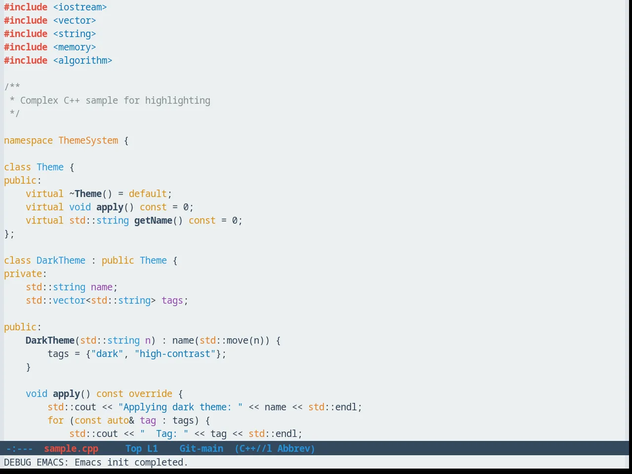 FlatUI Emacs Theme in c++-mode