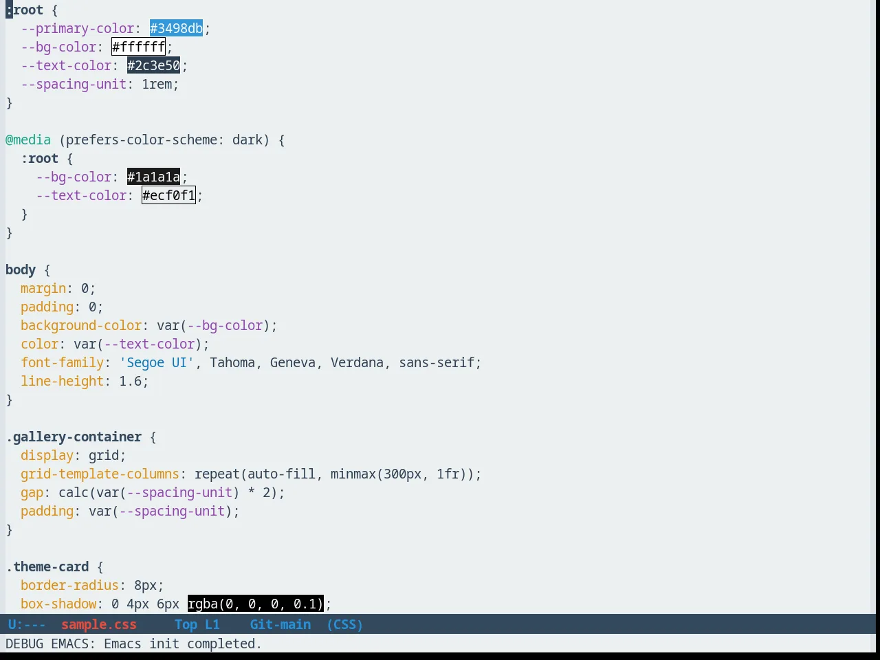 FlatUI Emacs Theme in css-mode