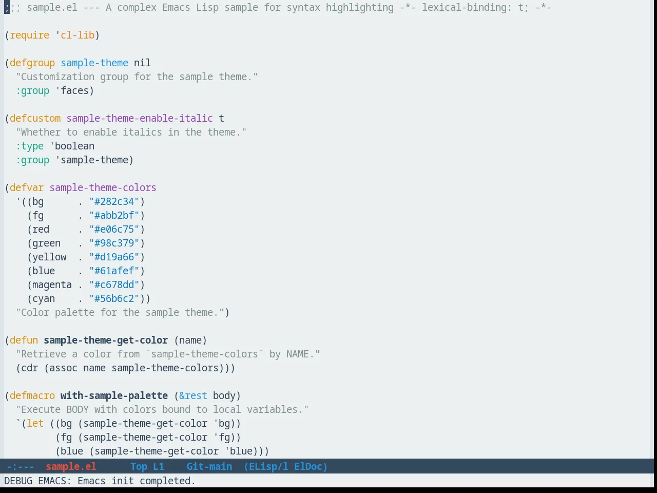 FlatUI Emacs Theme in emacs-lisp-mode