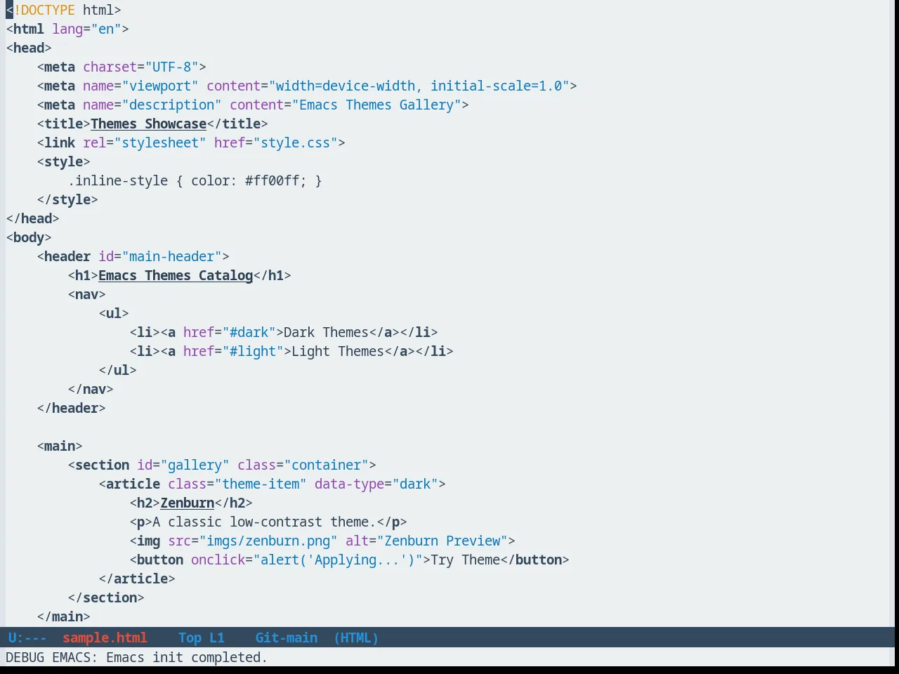 FlatUI Emacs Theme in html-mode
