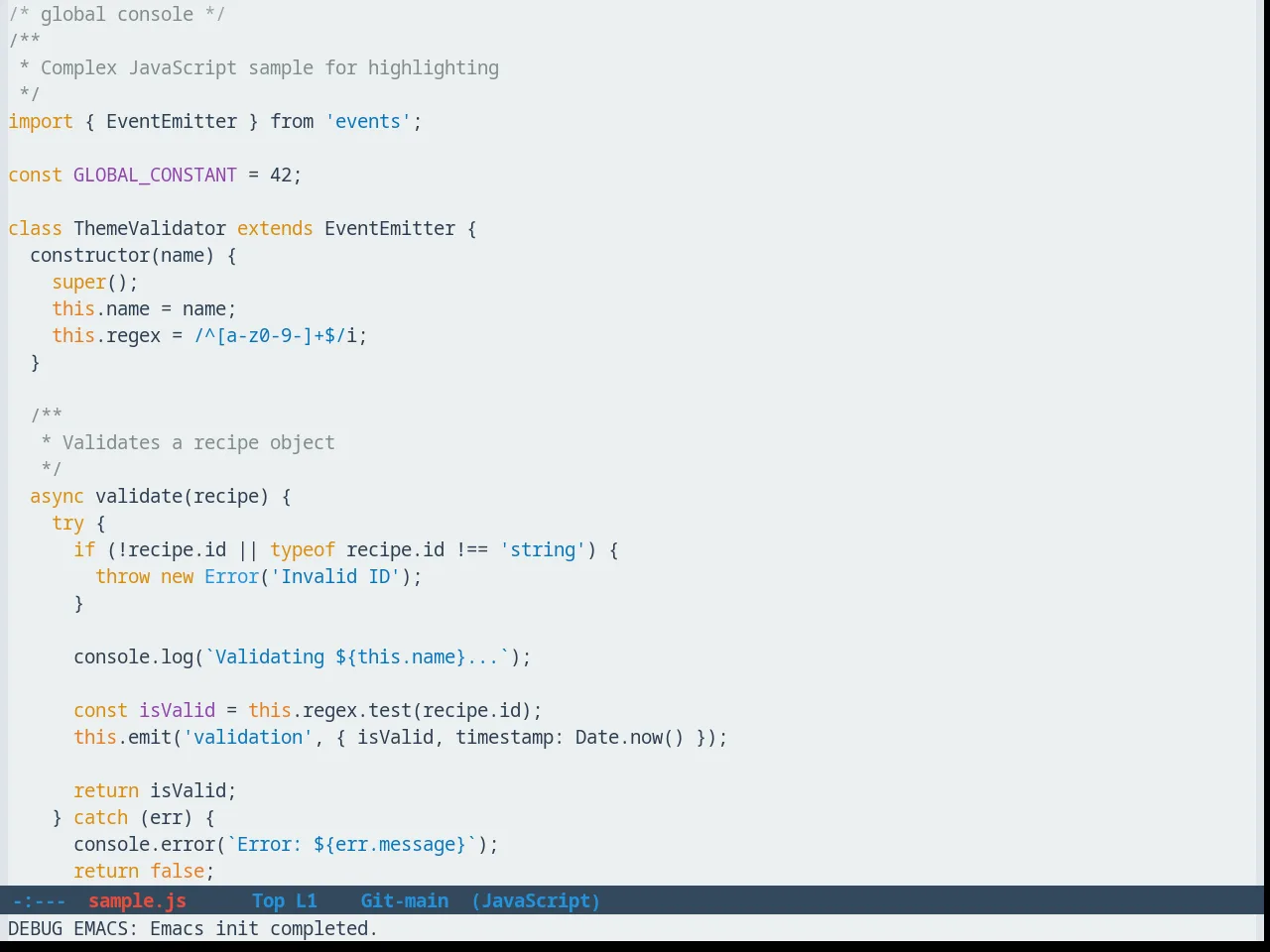 FlatUI Emacs Theme in javascript-mode