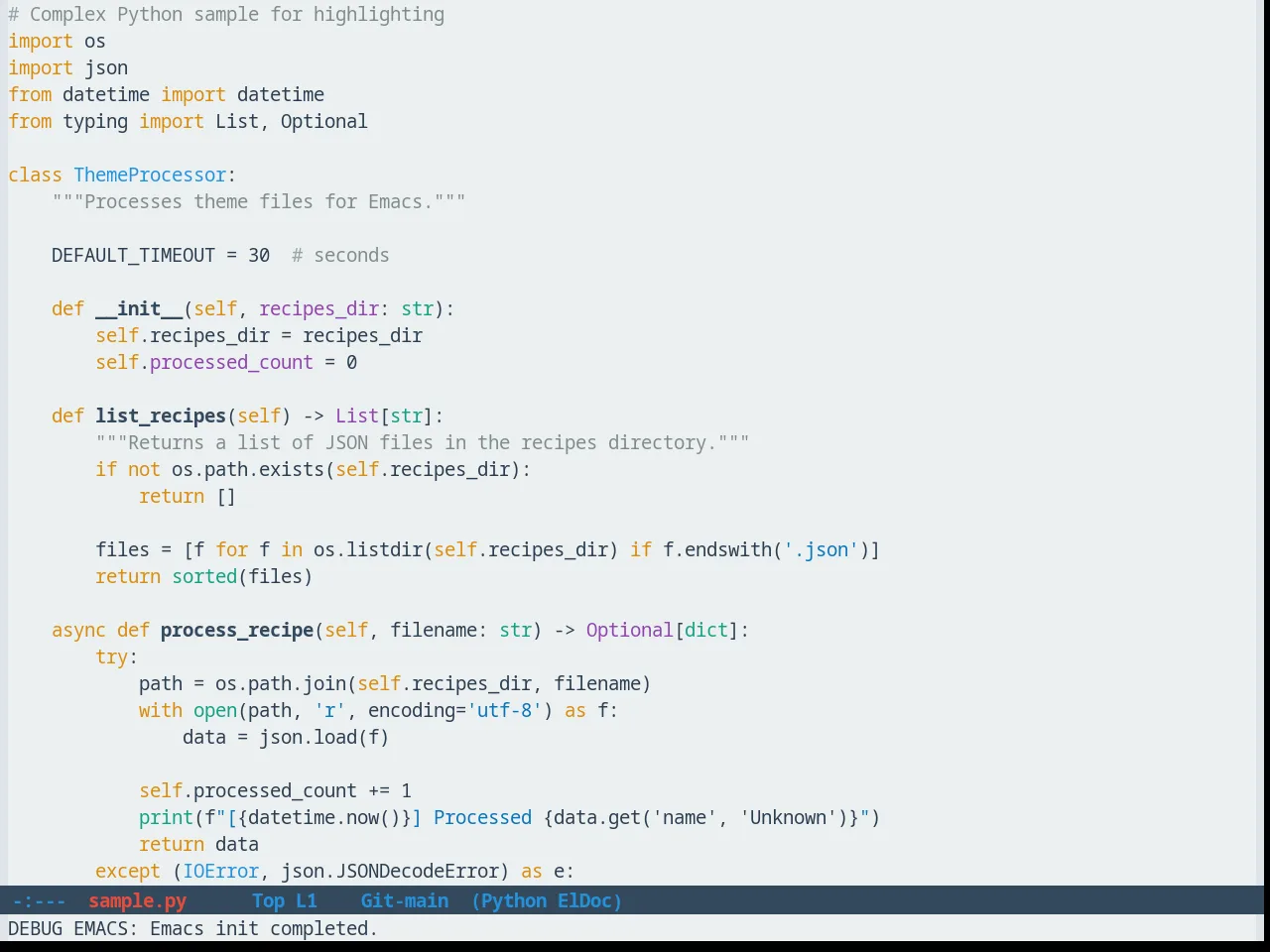 FlatUI Emacs Theme in python-mode