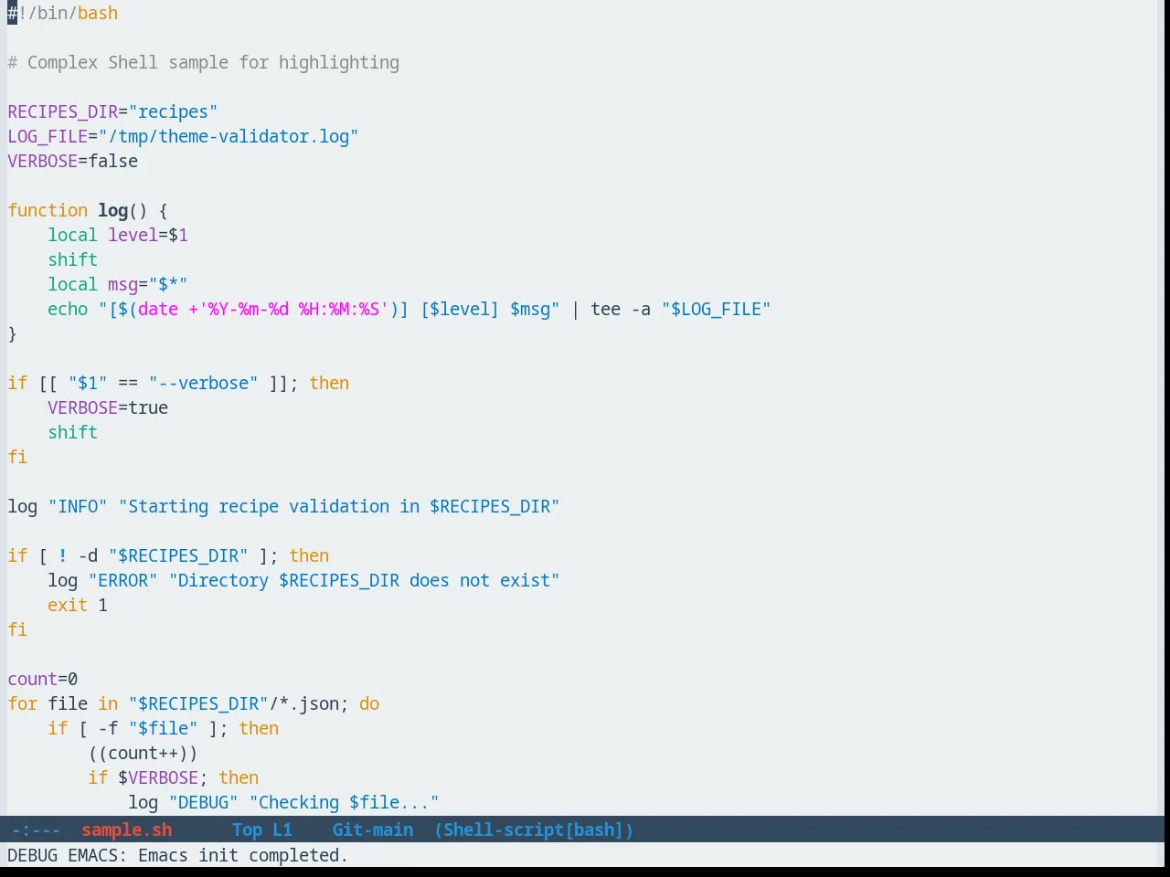 FlatUI Emacs Theme in sh-mode