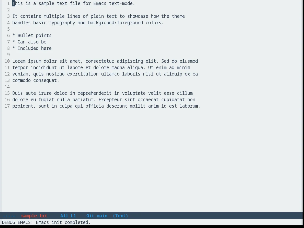 FlatUI Emacs Theme in text-mode