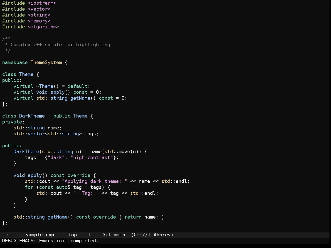 Fleetish Theme in c++-mode