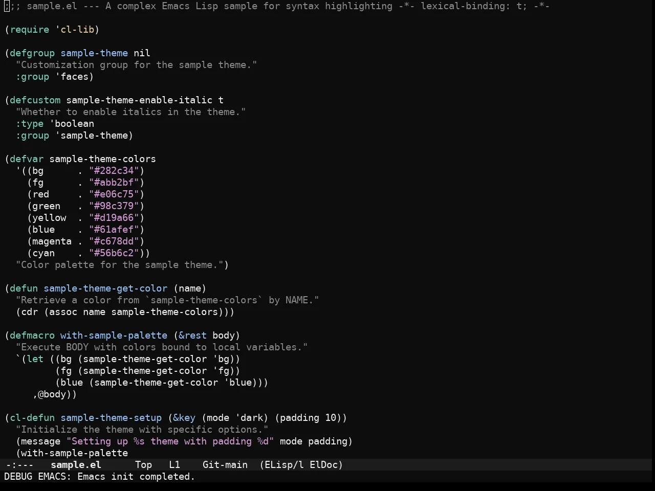 Fleetish Theme in emacs-lisp-mode