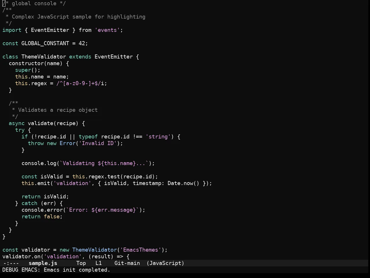 Fleetish Theme in javascript-mode