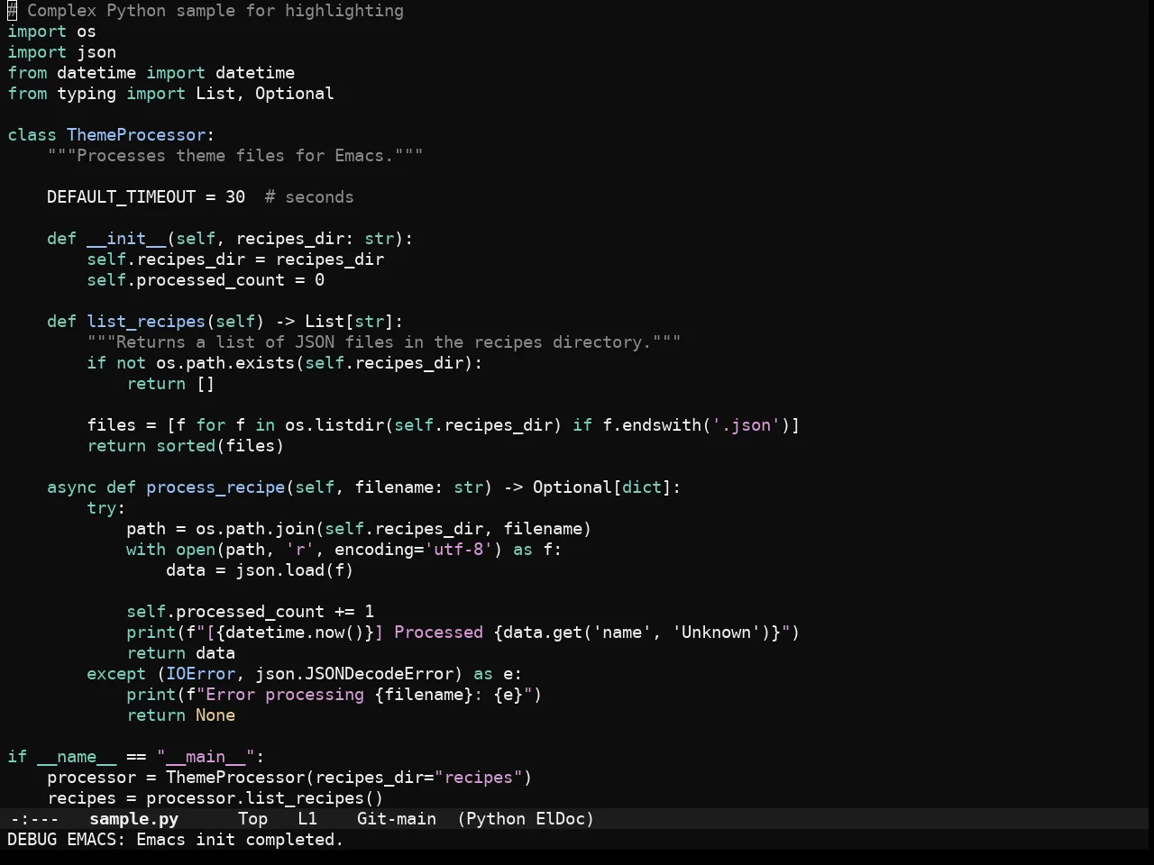 Fleetish Theme in python-mode