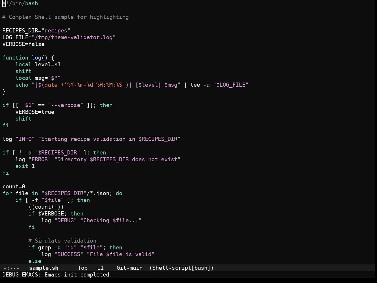 Fleetish Theme in sh-mode