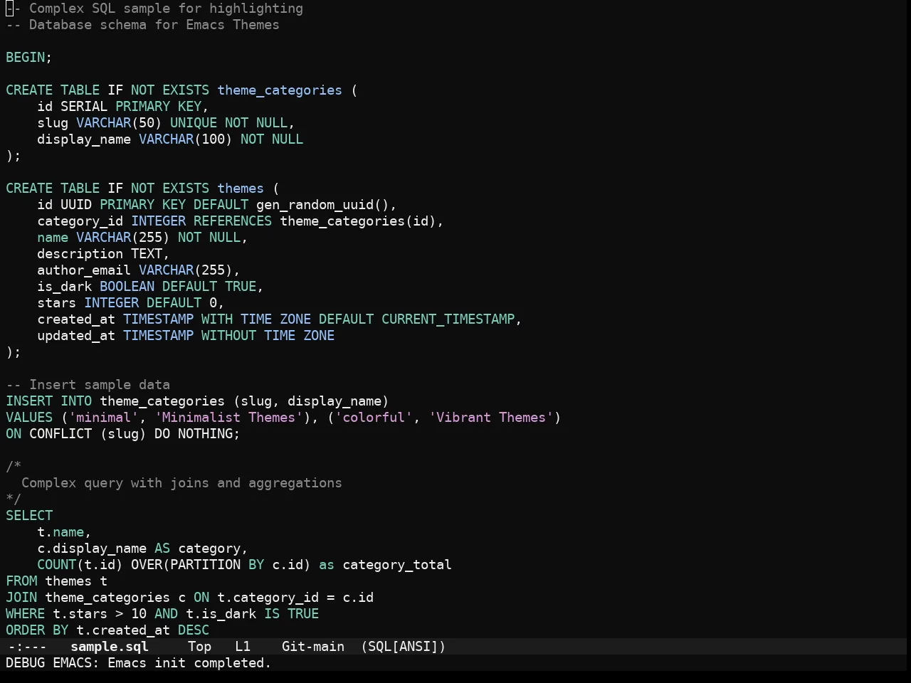 Fleetish Theme in sql-mode