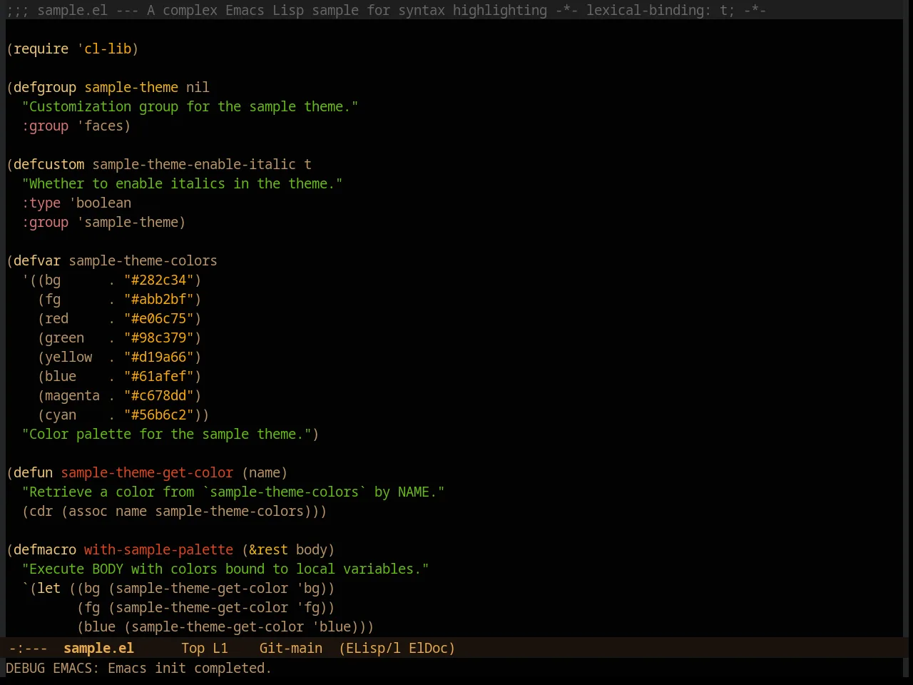 Fleury Theme in emacs-lisp-mode