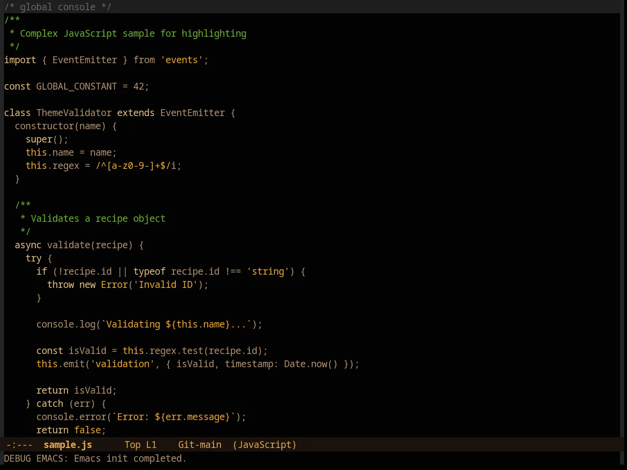 Fleury Theme in javascript-mode