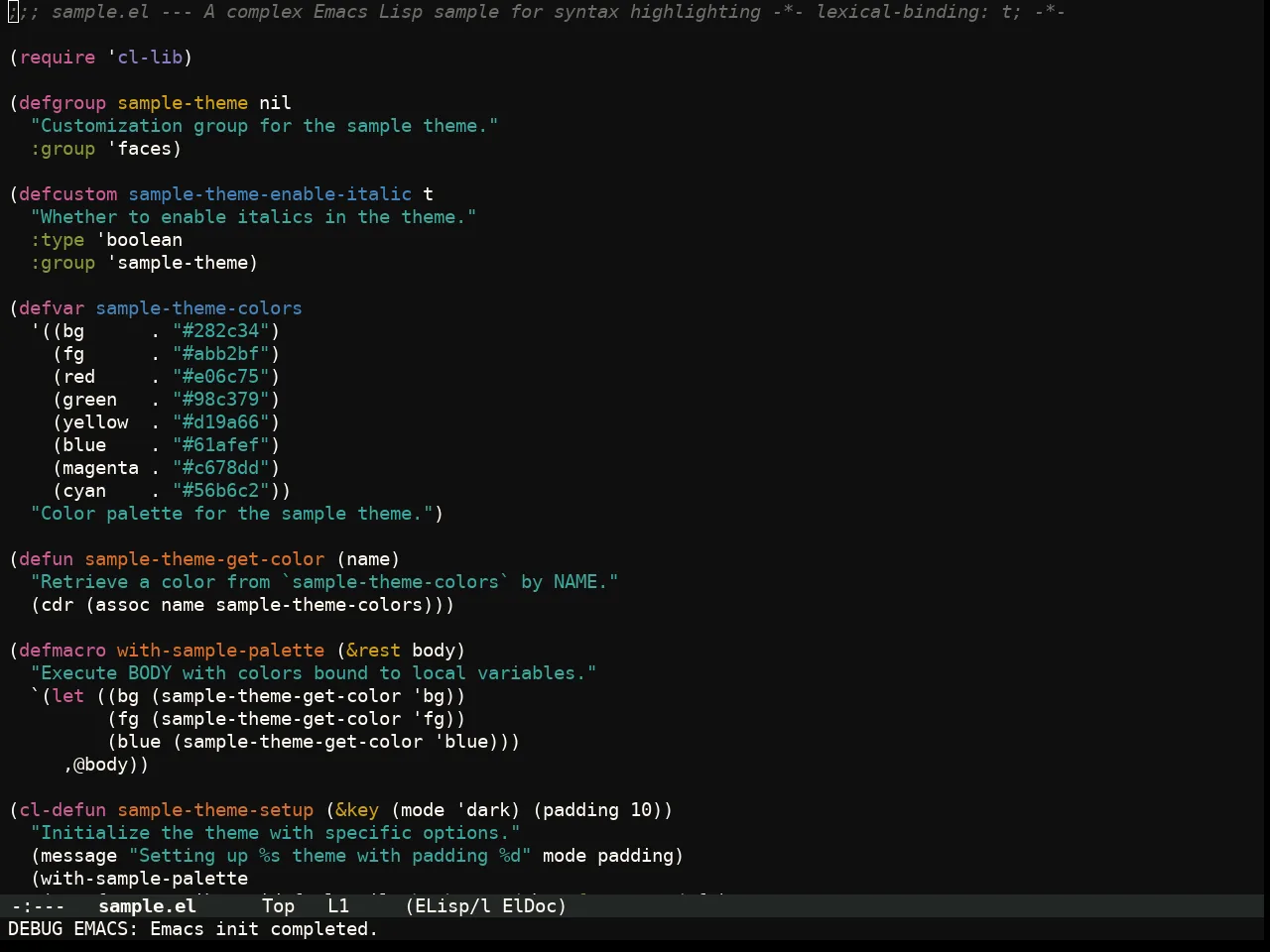 Flexoki Themes Dark Theme in emacs-lisp-mode