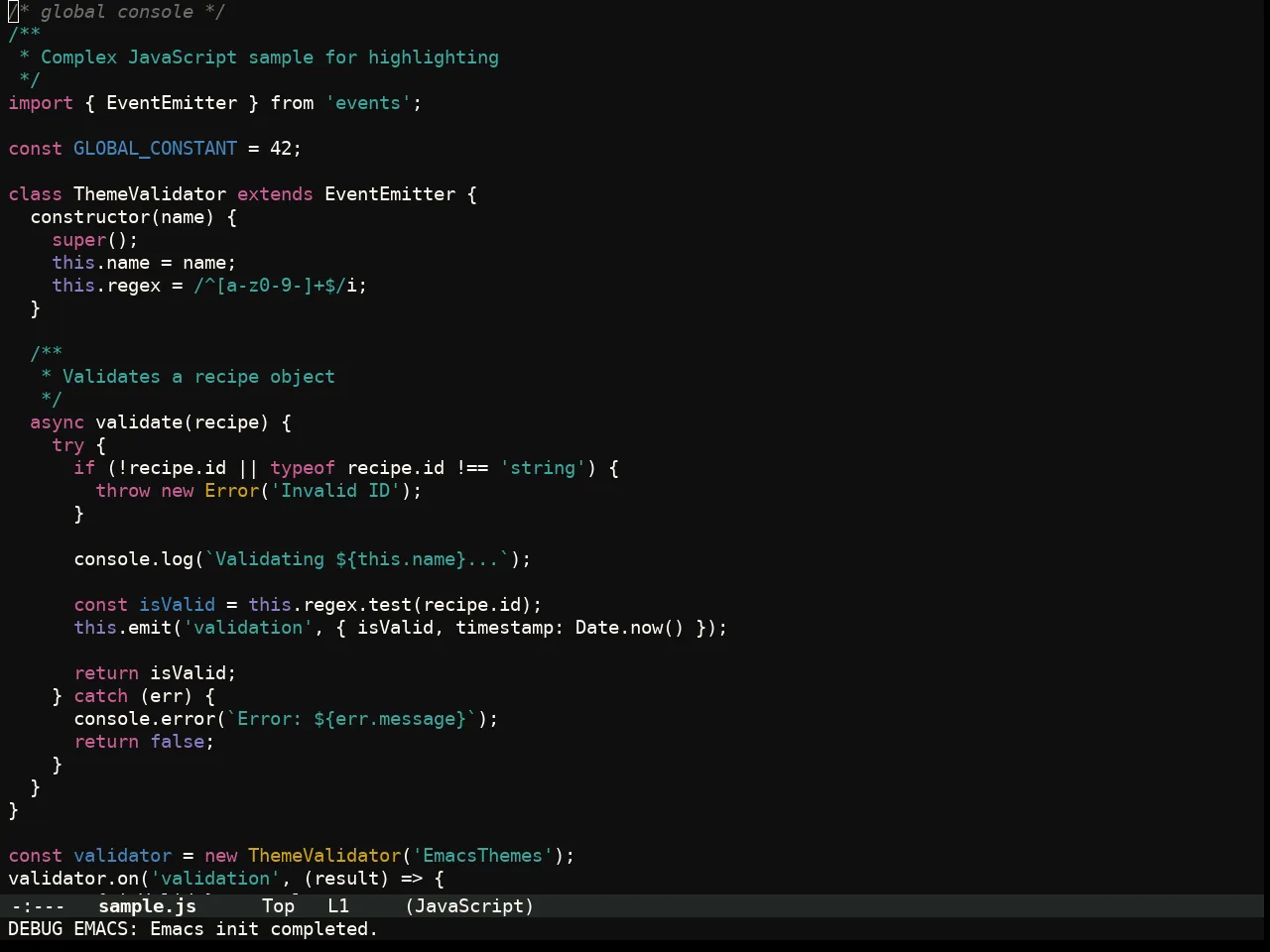 Flexoki Themes Dark Theme in javascript-mode