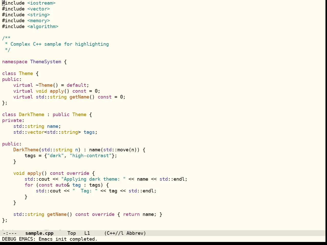 Flexoki Themes Light Theme in c++-mode