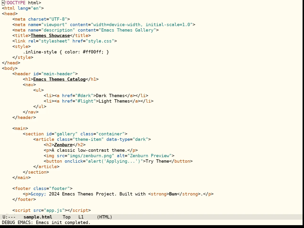 Flexoki Themes Light Theme in html-mode