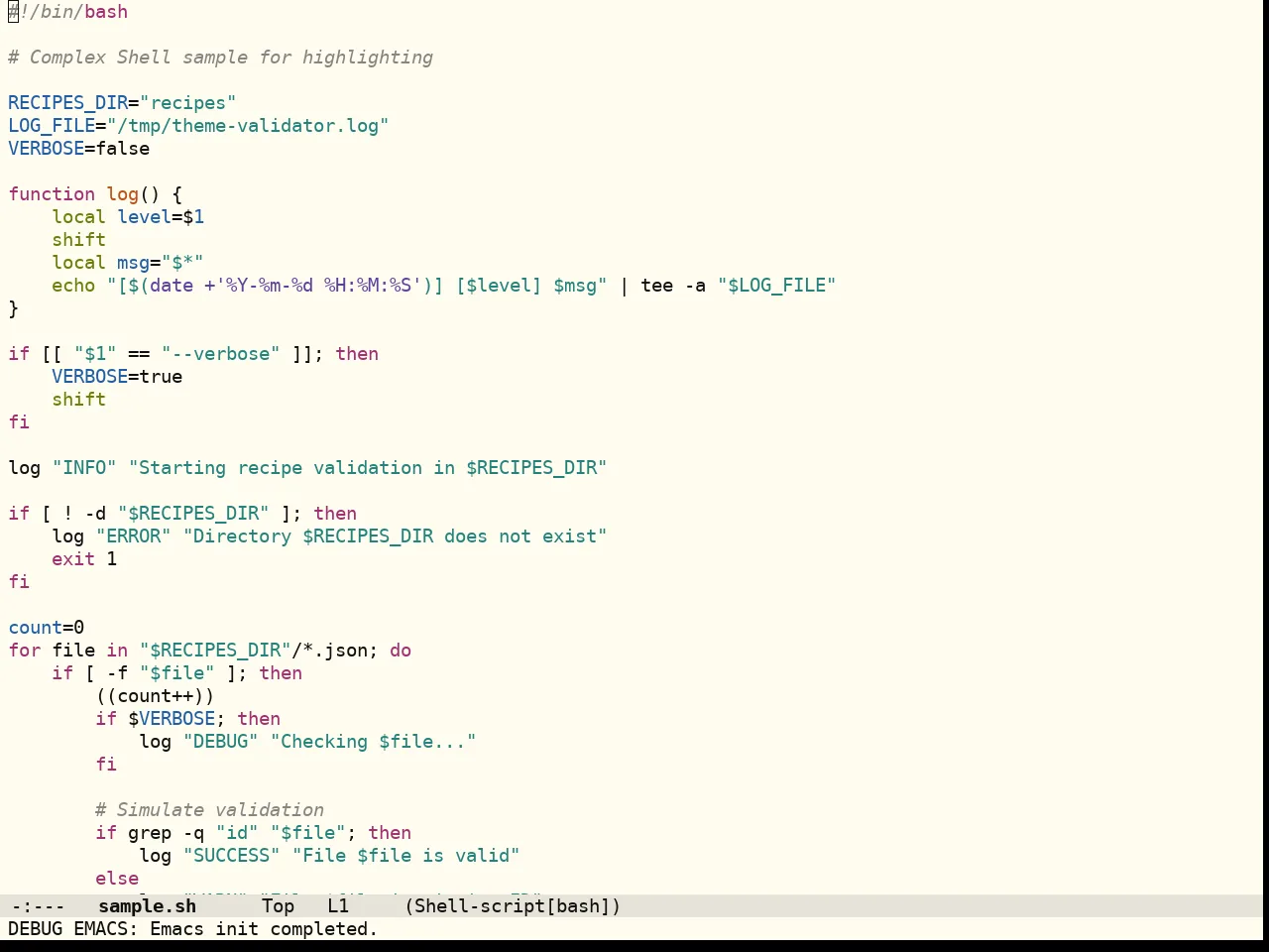 Flexoki Themes Light Theme in sh-mode