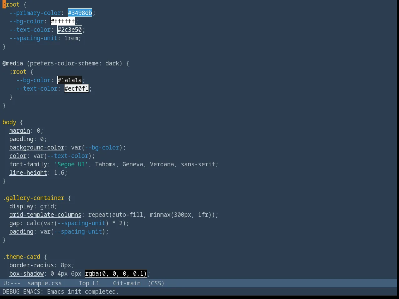 Fluc UI Dark Theme in css-mode
