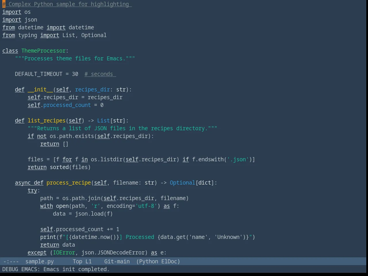 Fluc UI Dark Theme in python-mode
