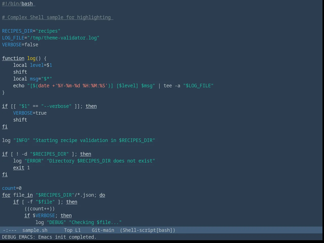 Fluc UI Dark Theme in sh-mode