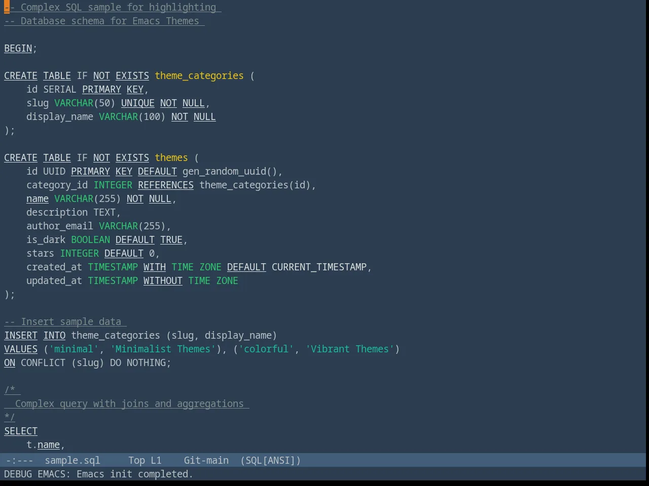Fluc UI Dark Theme in sql-mode