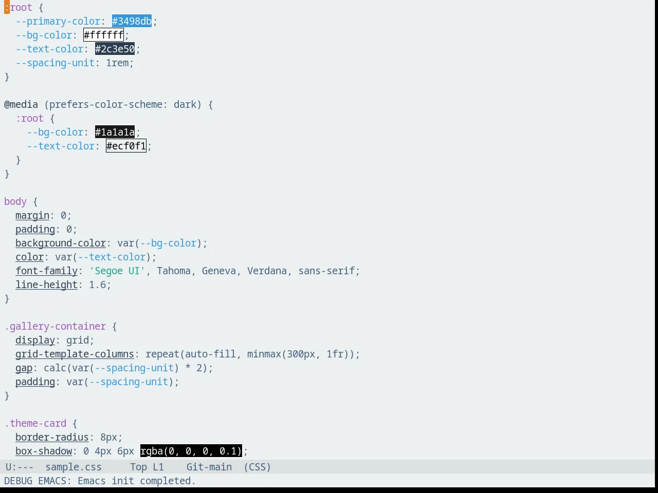 Fluc UI Light Theme in css-mode